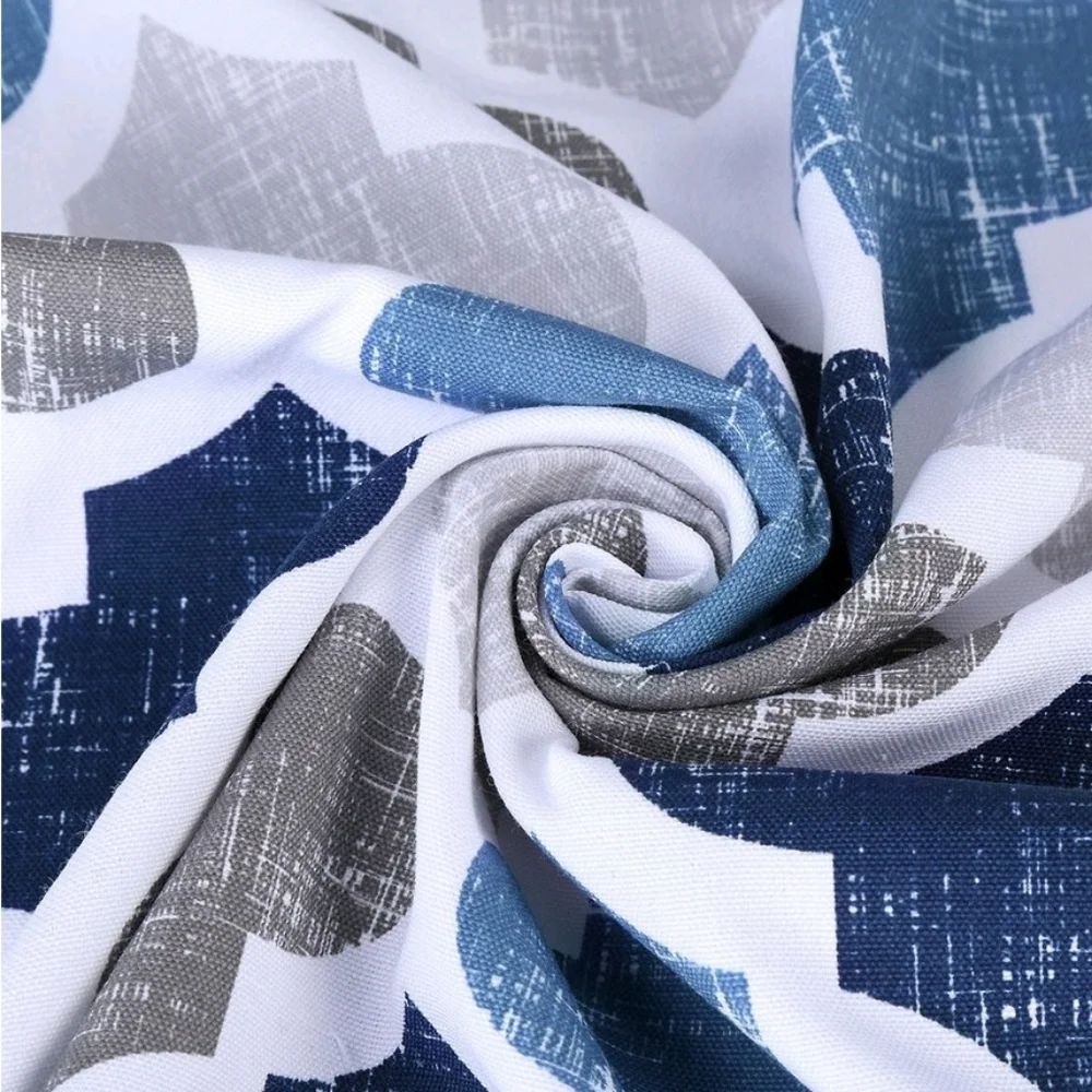 New with tags! Geometric blue and gray fabric shower curtain